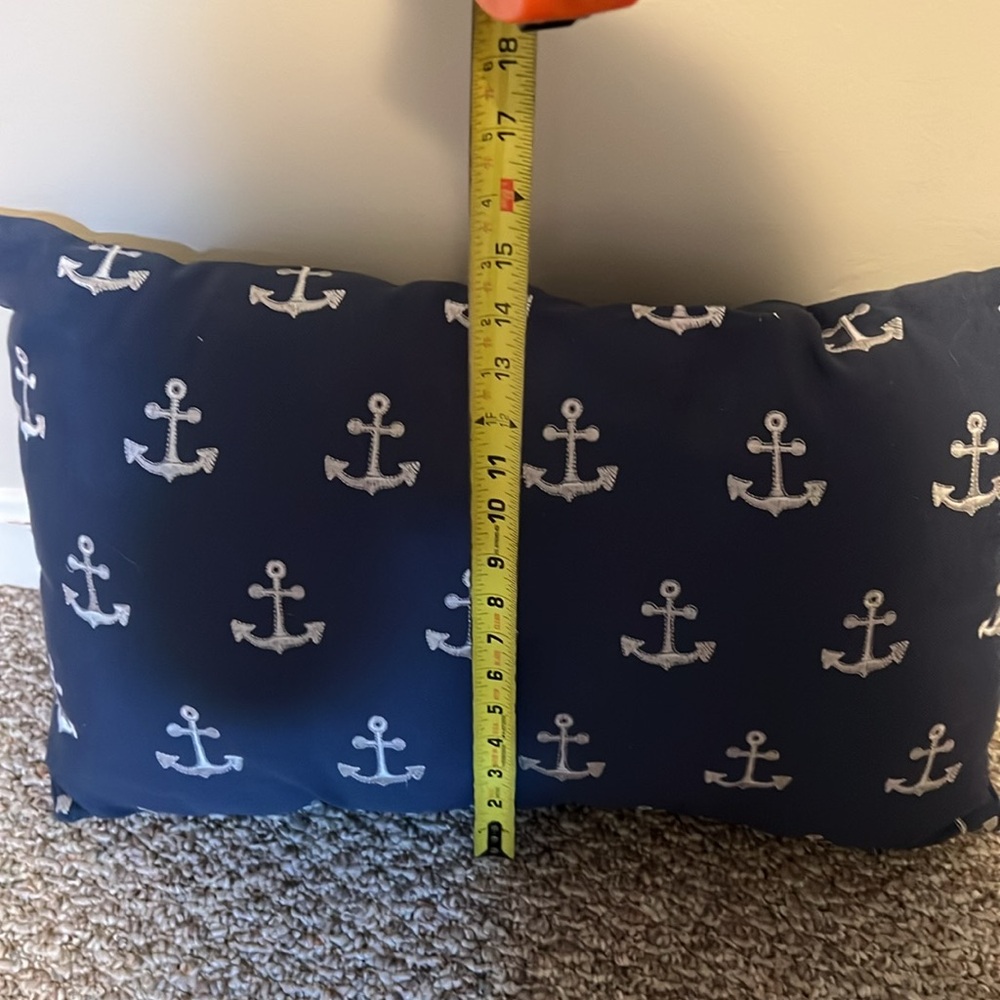 Nautical Blue With White Embroidered Anchors Pillow-See Photos - Picture 4 of 7